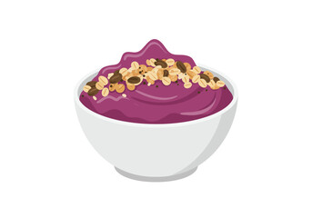 Acai bowl with granola served in a white bowl