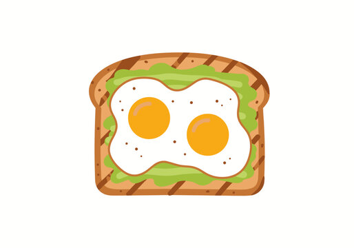 Avocado toast with two fried eggs and grill marks
