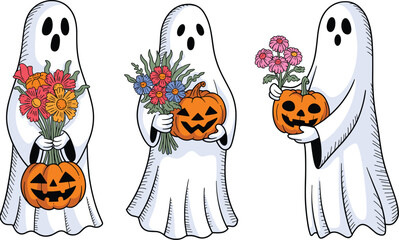 Creepy Halloween Clipart Collection – Skulls, Witches, and Haunted House Elements, Retro Style Halloween Graphics – Zombie, Vampire, Pumpkin and More Vector Pack