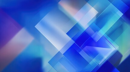 Fototapeta premium An abstract blue background featuring layered geometric shapes with varying transparency and light effects.