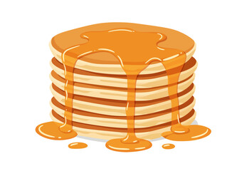 Stack of pancakes topped with dripping syrup