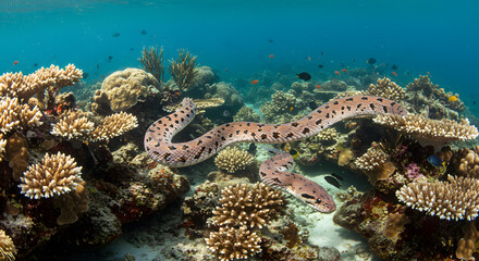 Fototapeta premium Sea Snake Coral Hunt PNG