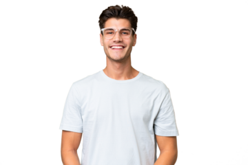 Young caucasian handsome man over isolated background laughing