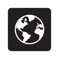 Globe icon vector. Earth logo design. Planet vector icon illustration in square isolated on white background