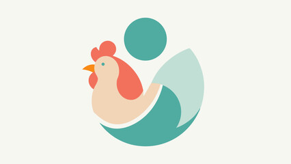 Fototapeta premium Charming Rooster Illustration Farm Animal, Pastel Colors, Simple Design