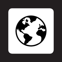 Globe icon vector. Earth logo design. Planet vector icon illustration in square isolated on black background