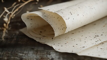Close up of rolled papadums with black peppercorns on a wooden surface in a studio setting