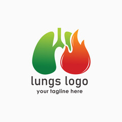 lungs health care logos template, lungs and fire logo concept, nature element design inspiration