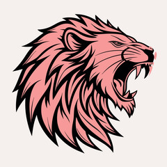 Lion head mascot angry roar vector icon