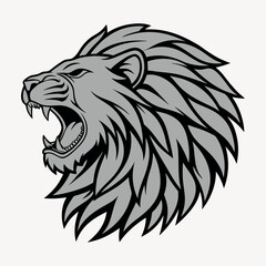 Lion head mascot angry roar vector icon