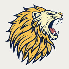 Lion head mascot angry roar vector icon