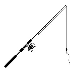 Fishing Rod Icon: Captivating illustration of a fishing rod with the line cast in the water, evoking the allure of angling and the tranquility of outdoor pursuits.