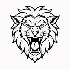 Lion head mascot angry roar vector icon