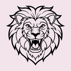 Lion head mascot angry roar vector icon