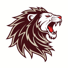 Lion head mascot angry roar vector icon