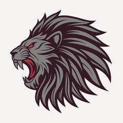 Lion head mascot angry roar vector icon