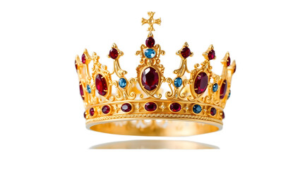 Golden Emerald Crown PNG – Royal Jewel Clipart with Transparent Background
