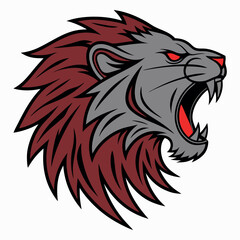 Lion head mascot angry roar vector icon