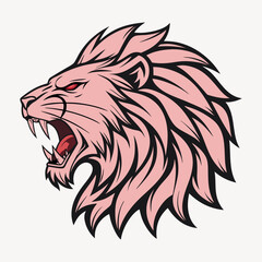 Lion head mascot angry roar vector icon
