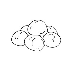 Stone Pile Outline: A simple monochrome illustration of a pile of smooth, rounded stones, evoking the essence of natural artistry and simplicity.