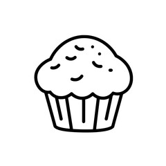 Delicious Muffin Outline: A simple, elegant outline of a freshly baked muffin, perfect for culinary or food-related designs, with a minimalist style emphasizing the simple shape and form.
