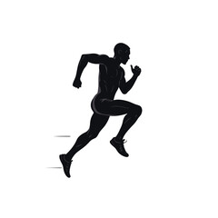 Black Silhouette Vector of Person Running in Fast Motion for Exercise or Sports Scene on White Background Full HD