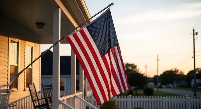 American Flag on Porch  A Symbol of Home and Patriotism
