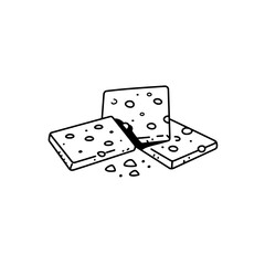 Illustration of Cookie Stack: A simple yet delightful monochrome outline illustration of a stack of chocolate chip cookies on white background.