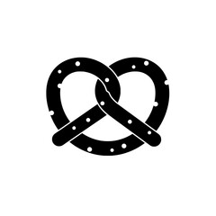 Pretzel silhouette: A stylish, stark black-and-white depiction of a pretzel, with its iconic knot design, in a minimalist aesthetic.