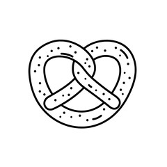 Artisanal Pretzel: A classic, beautifully detailed line art rendering of a freshly baked pretzel, inviting and evoking the simple pleasures of a comforting snack.