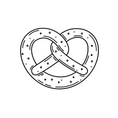 Pretzel Icon: A simple, elegant black and white illustration of a classic pretzel, featuring a soft pretzel shape.