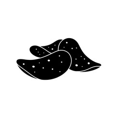 Crisp Silhouette of Potato Chips: Capturing the essence of snack time with a monochrome depiction of golden, crispy potato chips. The image showcases the texture and shape of the iconic treat.