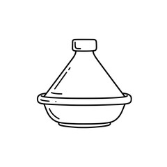 Traditional Tagine: The iconic cooking vessel of Morocco, a visual emblem of culinary heritage, is showcased with clean lines.