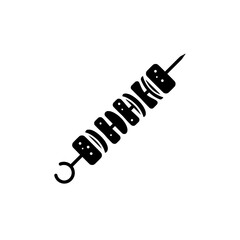 BBQ Skewer Icon: A simple yet delicious-looking illustration of a BBQ skewer, perfect for menus, recipe books, or any food-related design.