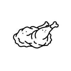 Crispy Fried Chicken Illustration: A delightful line art depiction of a perfectly fried chicken, a classic comfort food.