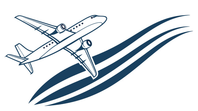 Airplane in Flight Above Ocean Waves Travel Illustration