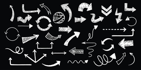 Collection of hand-drawn arrow shapes.