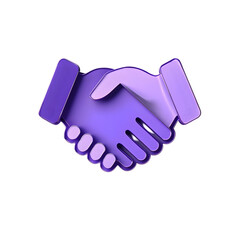 Purple 3 D Render of Two Hands Shaking in a Business Deal Agreement Partnership Icon isolated on a transparent background