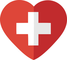 Red Heart with White Cross Symbolizing Health Love and Medical Care Representing First Aid Healthcare and Compassion in a Simple Modern Design red