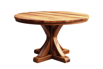 Elegant Wooden Round Table Centerpiece Furniture Home D cor Interior Design Wood Grain Rustic on transparent background