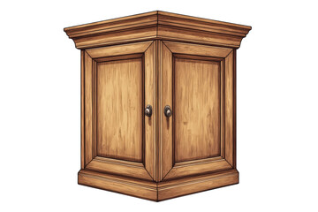 Elegant Wooden Wall Cabinet Kitchen Storage Solution Interior Design Bathroom Organizer on transparent background