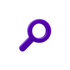Three dimensional purple magnifying glass icon digital illustration isolated on a transparent background
