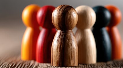 A collection of colorful wooden game pieces, symbolizing collaboration, diversity, and the joy of playing games with friends and family in a cozy setting.