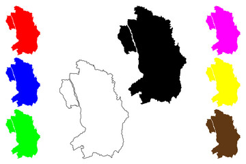 Aizuwakamatsu city (Japan, Nihon-koku or Nippon-koku, Tohoku region) map vector illustration, scribble sketch Aizuwakamatsu-shi map