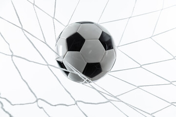 Soccer ball goal success on white background