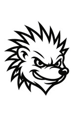 Angry Hedgehog Mascot Vector Illustration in Black and White