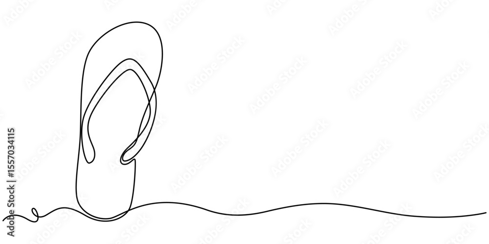 Fototapete flip flops thong sandals single line drawing with editable stroke and copy space, flip flops thong s