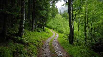 Fototapeta premium Off-the-beaten-path adventures, highland path with no signs, mystery and solitude mood