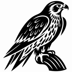 Fototapeta premium Majestic Falcon A Striking Black and White Illustration