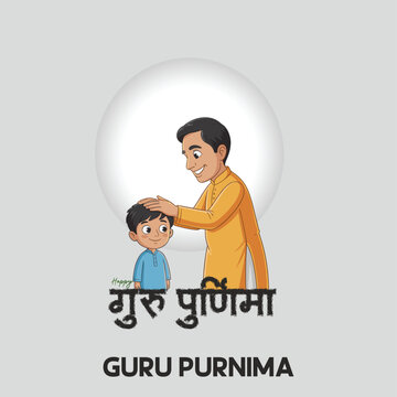 Guru Purnima festival of India teachers gurus give blesses to his shishya man is worshipping a spiritual teacher